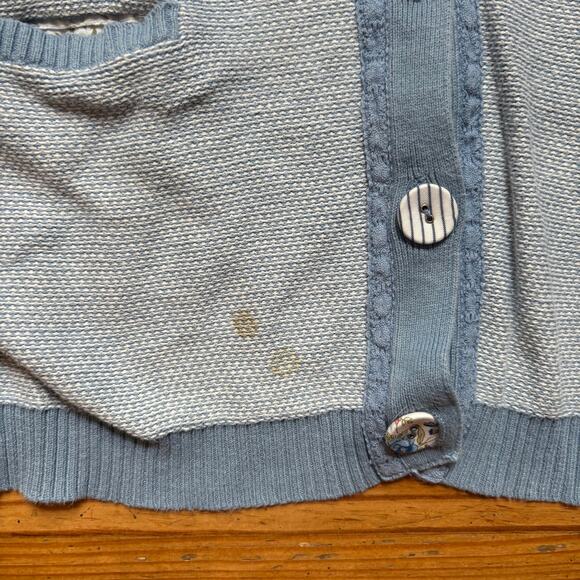 Sparrow blue white cottage floral button cardigan sweater SIZE M - Picture 3 of 7
